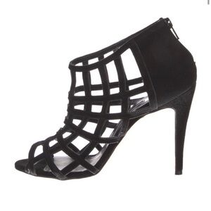 Manolo Blahnik Black Cage-Style Stiletto Sandal